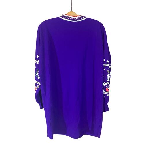 Vintage Savoy Christmas Sweater Dress Purple Holiday Tunic One Size USA - Picture 2 of 6
